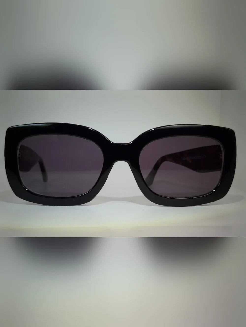 Courteney. Classic Black Oversized Square Sunglasses - Women Eyewear. 1940s
